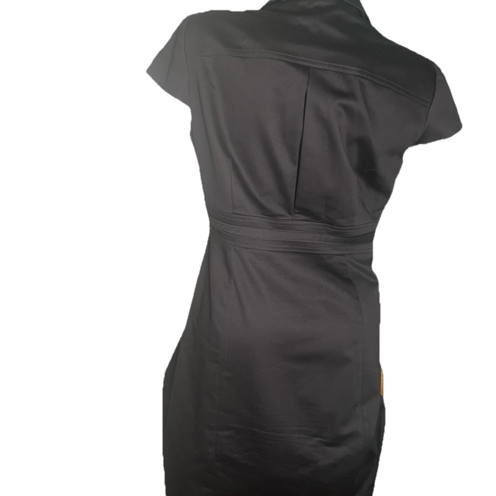 Tahari Dress 10 Black Coat Dress Knee Length Career Professional Cap Sleeves - Picture 4 of 9
